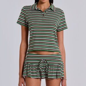Jaded London Mila Stripe Polo Shirt UK 8/ US S